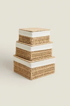 ZARA Lavandarias / Limpeza|Lavandarias / Limpeza^CESTO COM TECIDO INTERIOR Bege-claro