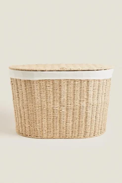 ZARA Lavandarias / Limpeza|Lavandarias / Limpeza^CESTO DE ROUPA OVAL TECIDO INTERIOR Bege-claro