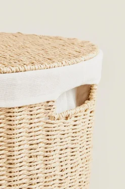 ZARA Lavandarias / Limpeza|Lavandarias / Limpeza^CESTO DE ROUPA OVAL TECIDO INTERIOR Bege-claro