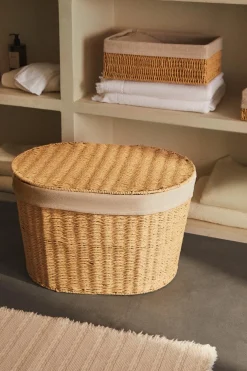 ZARA Lavandarias / Limpeza|Lavandarias / Limpeza^CESTO DE ROUPA OVAL TECIDO INTERIOR Bege-claro