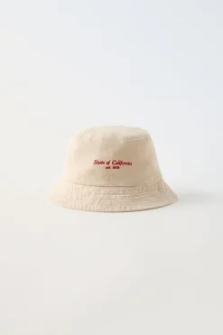 CHAPÉU BOB COM MENSAGEM BORDADA-ZARA Online