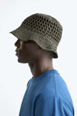 ZARA Acessórios^CHAPÉU BUCKET EM CROCHET Castanho-escuro