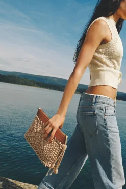 ZARA Malas^CLUTCH ENTRANÇADA CORDAS Torrado-escuro
