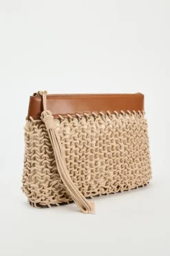 ZARA Malas^CLUTCH ENTRANÇADA CORDAS Torrado-escuro