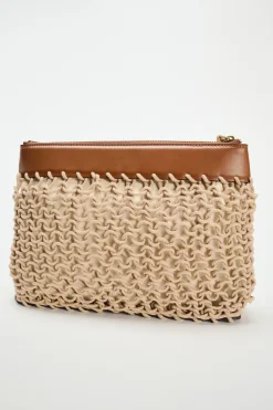 ZARA Malas^CLUTCH ENTRANÇADA CORDAS Torrado-escuro