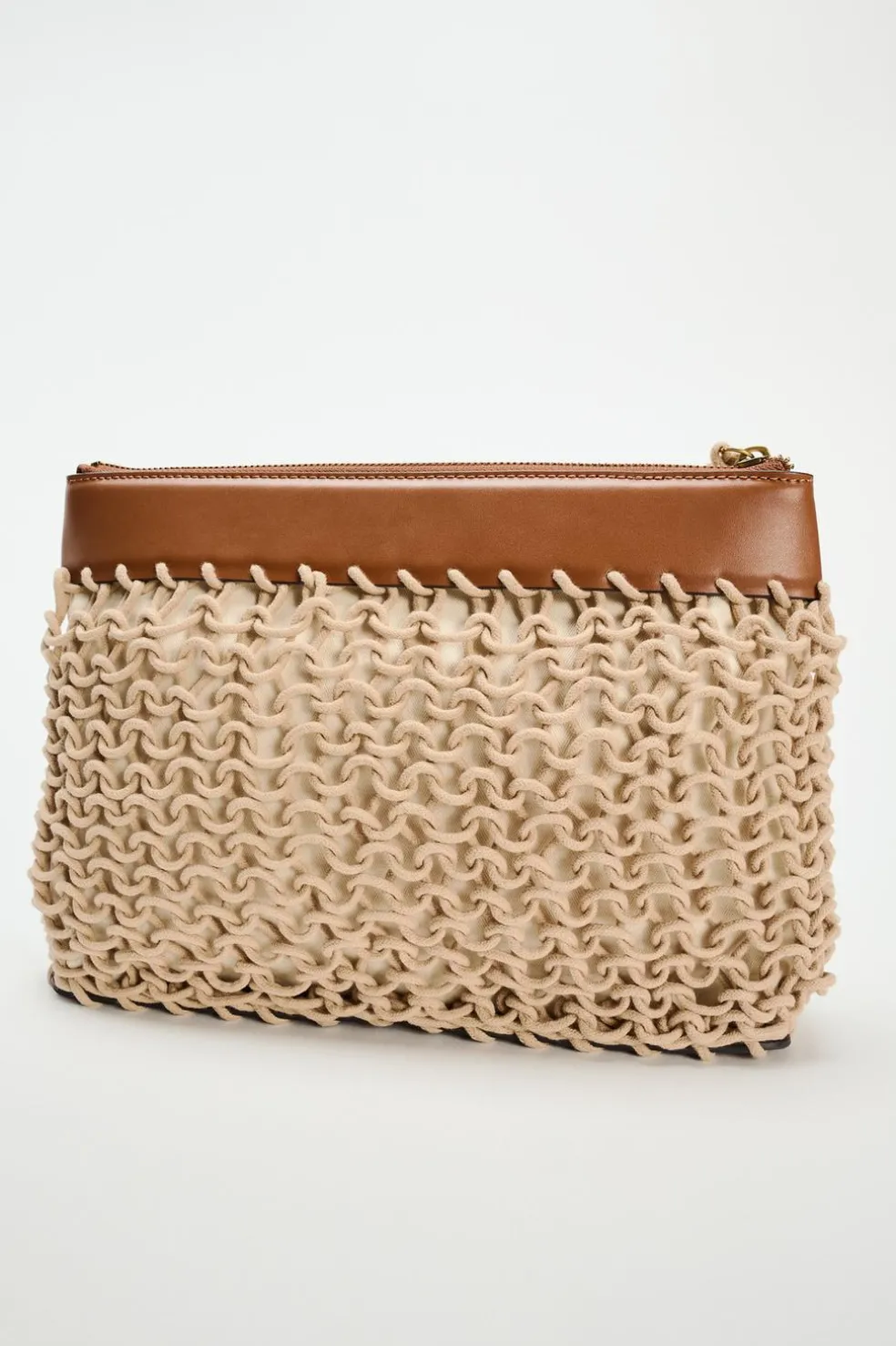 ZARA Malas^CLUTCH ENTRANÇADA CORDAS Torrado-escuro