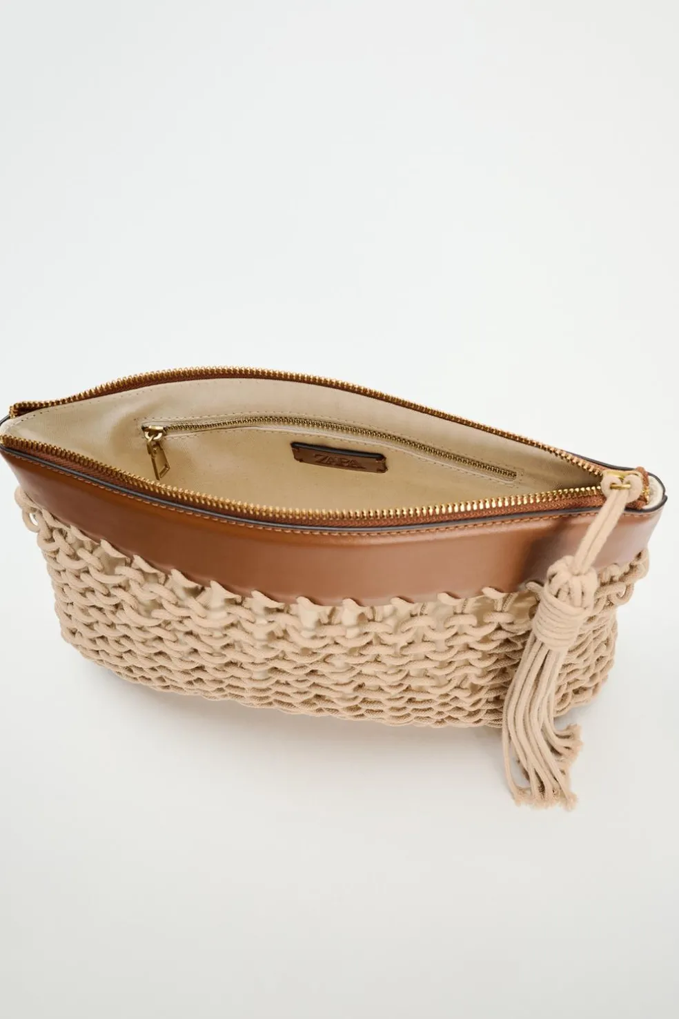 ZARA Malas^CLUTCH ENTRANÇADA CORDAS Torrado-escuro