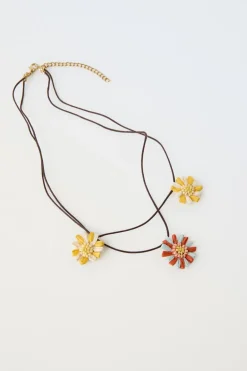 COLAR DE CORDA COM FLORES-ZARA Best