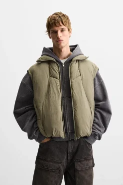 ZARA Coletes^COLETE ACOLCHOADO BOXY FIT Caqui