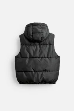ZARA Blusões|Casacos De Pluma^COLETE ACOLCHOADO CAPUZ Preto