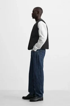 ZARA Blusões|Coletes^COLETE ACOLCHOADO COMBINADO Preto