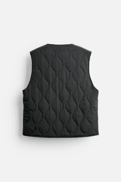 ZARA Blusões|Coletes^COLETE ACOLCHOADO COMBINADO Preto