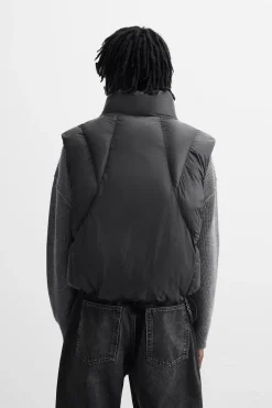 ZARA Blusões|Coletes^COLETE ACOLCHOADO CROPPED FIT Preto