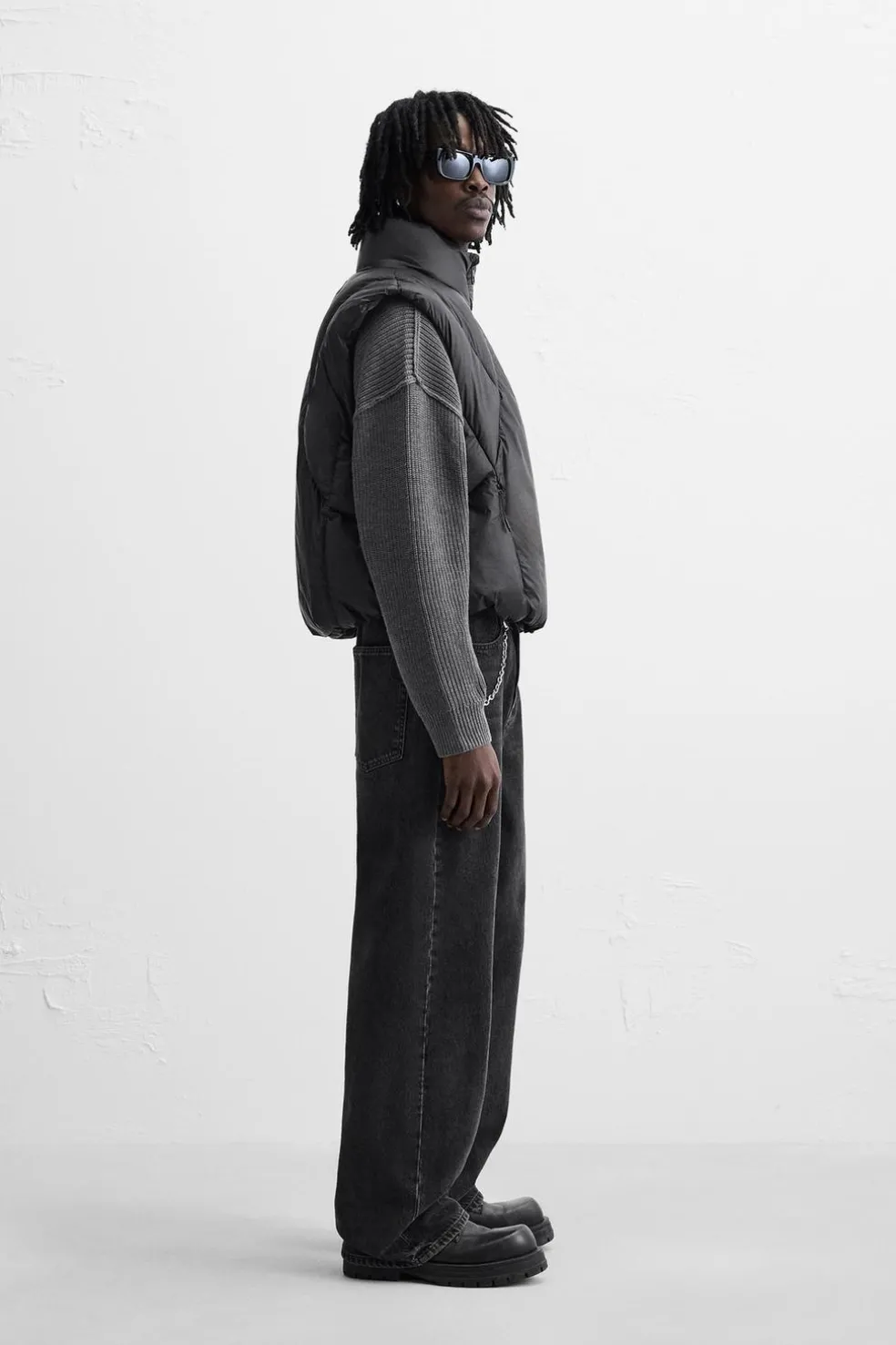ZARA Blusões|Coletes^COLETE ACOLCHOADO CROPPED FIT Preto