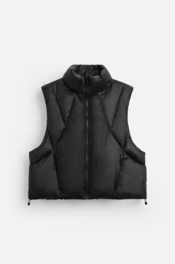 ZARA Blusões|Coletes^COLETE ACOLCHOADO CROPPED FIT Preto