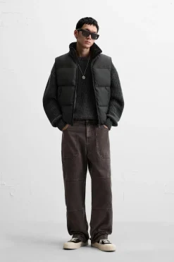 ZARA Vestuário De Inverno|Blusões^COLETE ACOLCHOADO IMPERMEÁVEL Preto
