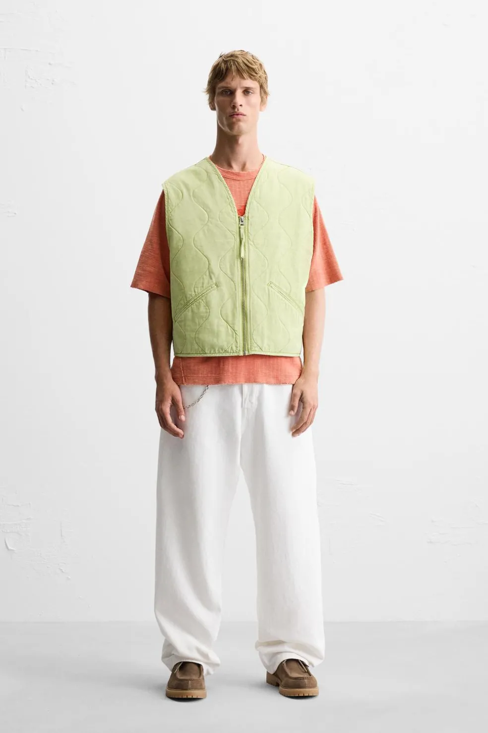 ZARA Blusões|Coletes^COLETE ACOLCHOADO LAVADO Amarelo-limão