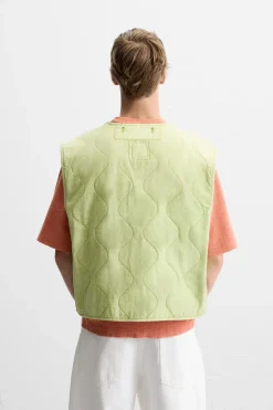 ZARA Blusões|Coletes^COLETE ACOLCHOADO LAVADO Amarelo-limão