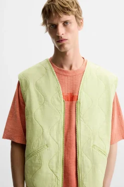 ZARA Blusões|Coletes^COLETE ACOLCHOADO LAVADO Amarelo-limão