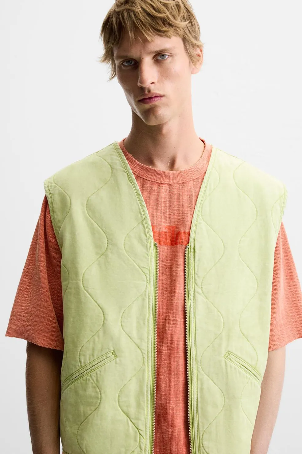 ZARA Blusões|Coletes^COLETE ACOLCHOADO LAVADO Amarelo-limão