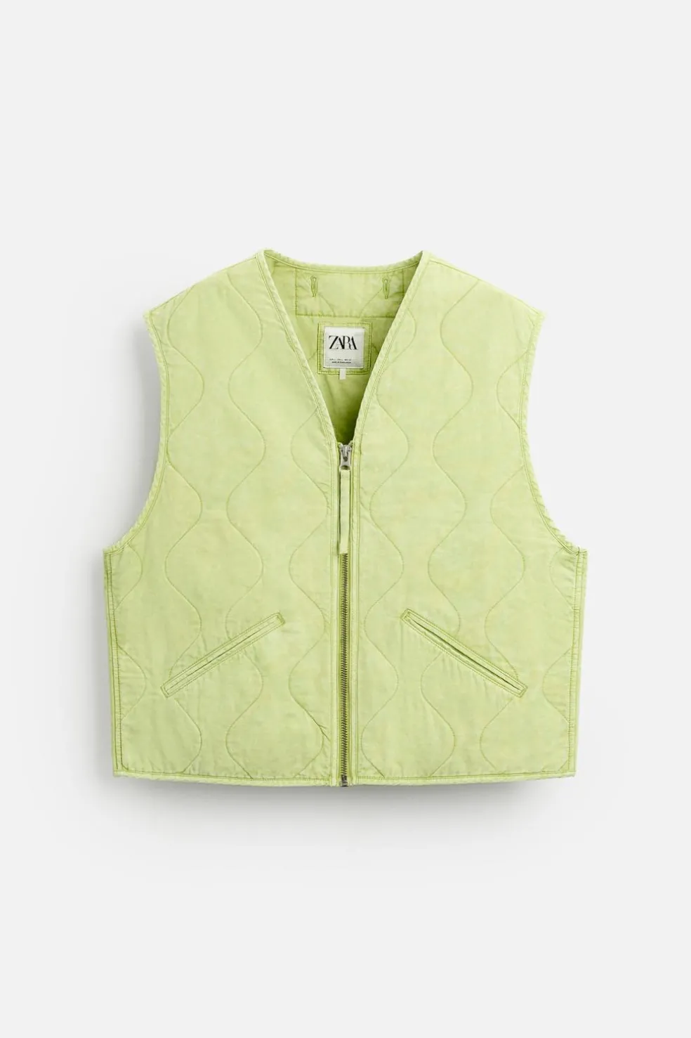 ZARA Blusões|Coletes^COLETE ACOLCHOADO LAVADO Amarelo-limão