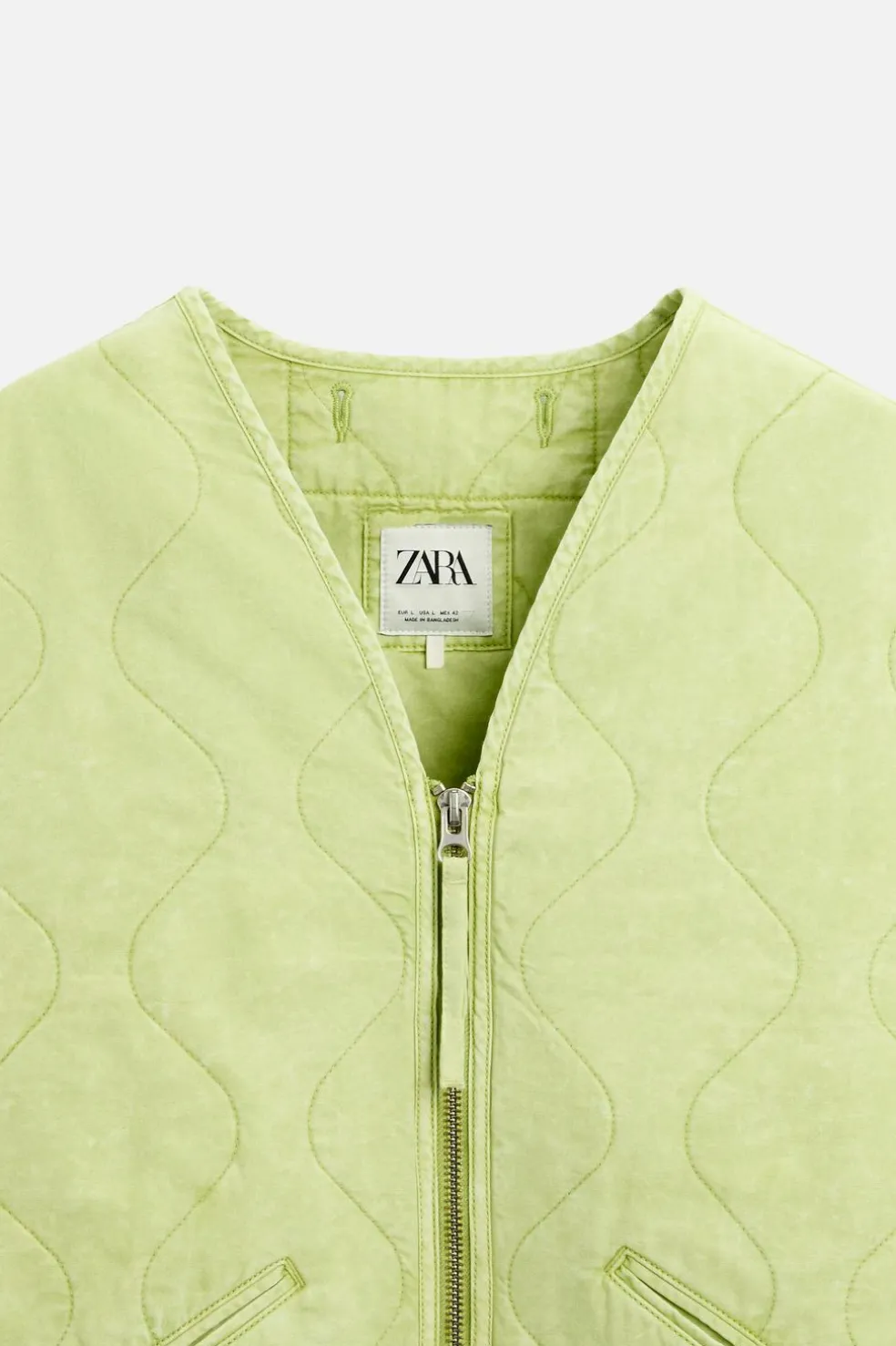 ZARA Blusões|Coletes^COLETE ACOLCHOADO LAVADO Amarelo-limão