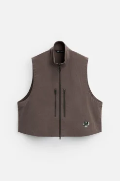 ZARA Blusões|Coletes^COLETE BOXY FIT X ALL CAPS STUDIO Ocre