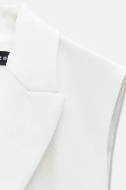 ZARA Blazers / Coletes|Vestidos^COLETE COMPRIDO CRUZADO COM CINTO Branco-marfim
