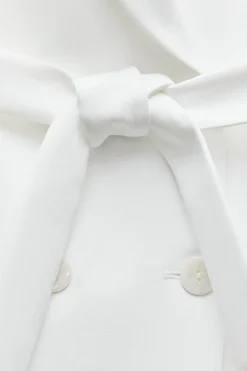 ZARA Blazers / Coletes|Vestidos^COLETE COMPRIDO CRUZADO COM CINTO Branco-marfim
