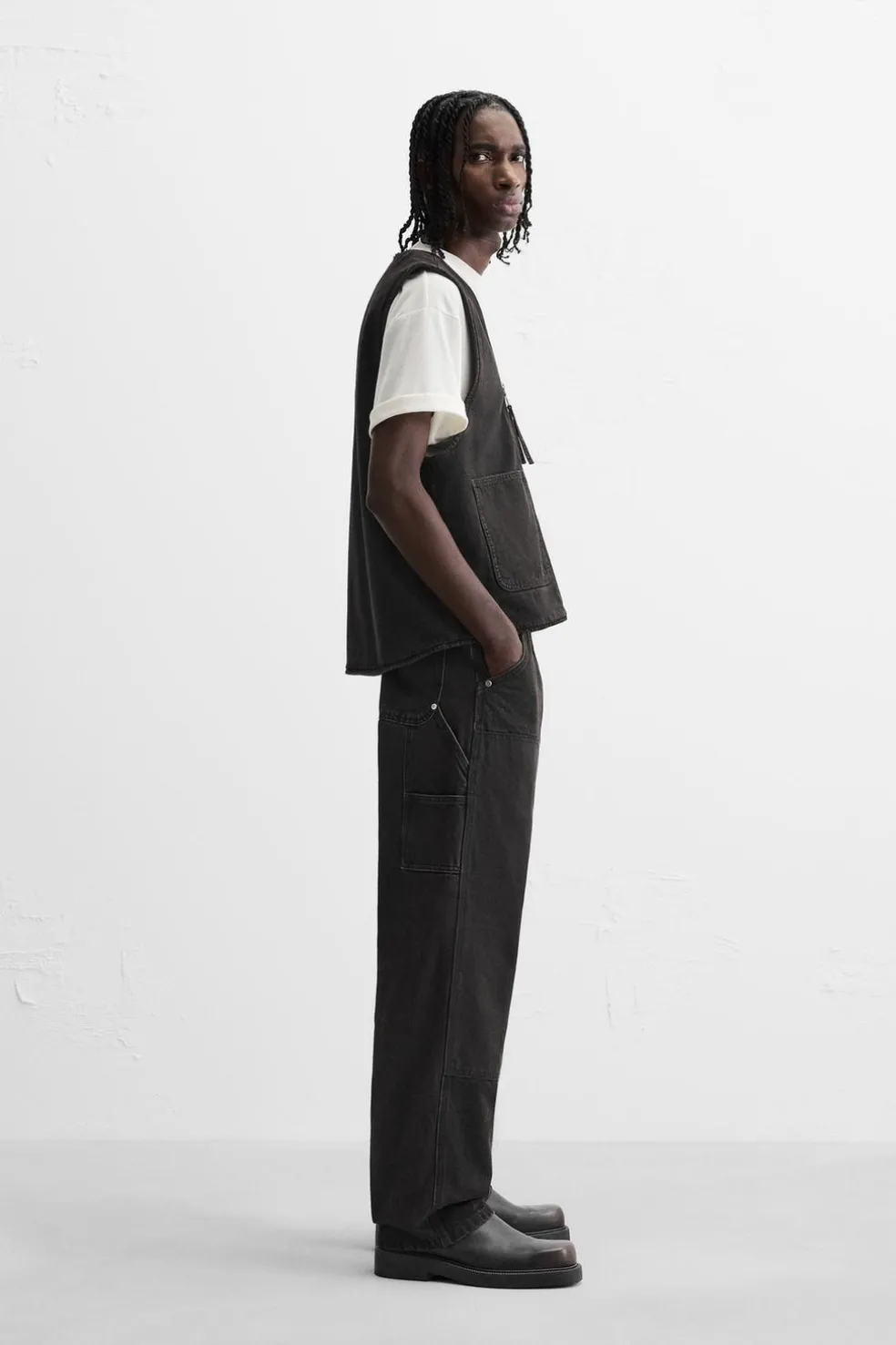 ZARA Blusões|Coletes^COLETE DE GANGA COM BOLSOS Castanho-escuro