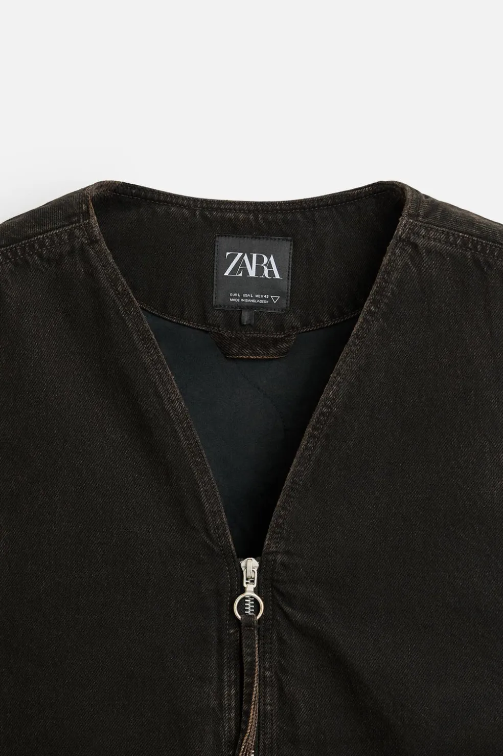 ZARA Blusões|Coletes^COLETE DE GANGA COM BOLSOS Castanho-escuro