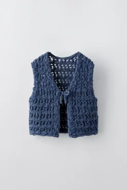 COLETE DE MALHA BORDADO RENDILHADO-ZARA Sale
