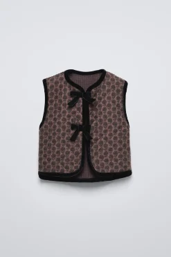 COLETE DE MALHA COMBINADA COM FLORES-ZARA Cheap