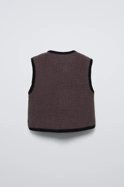 COLETE DE MALHA COMBINADA COM FLORES-ZARA Cheap