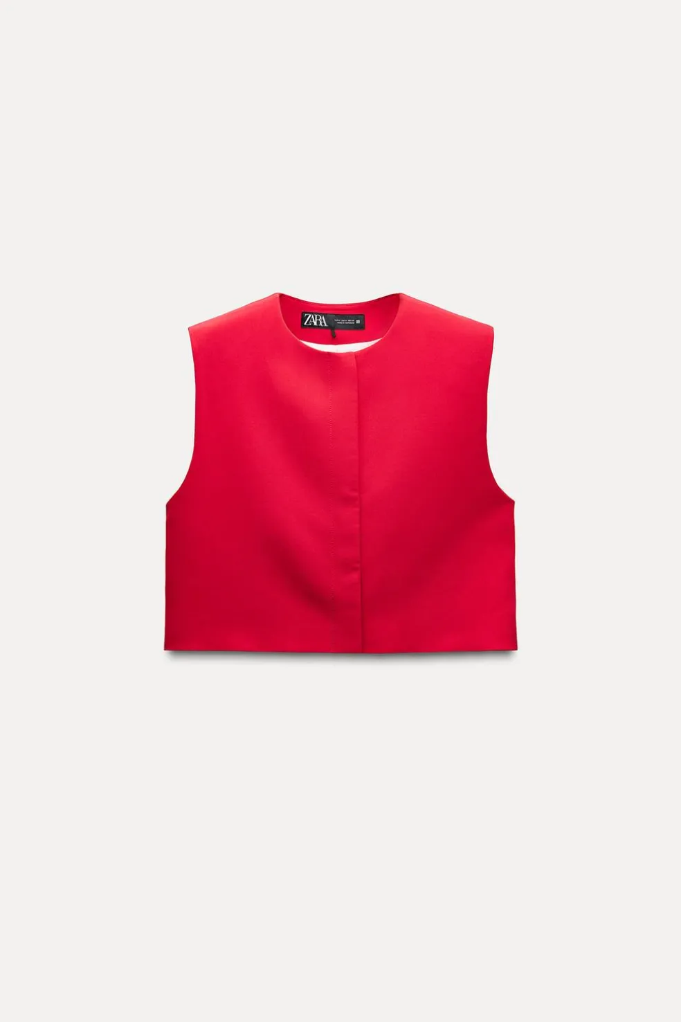 ZARA Blazers / Coletes^COLETE DECOTE REDONDO Vermelho