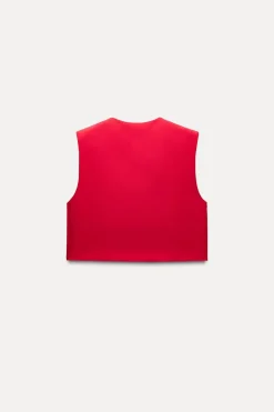 ZARA Blazers / Coletes^COLETE DECOTE REDONDO Vermelho
