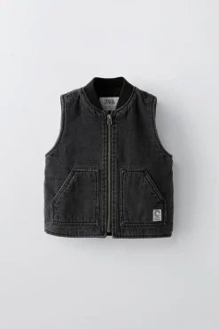 COLETE DENIM ACOLCHOADO-ZARA Online