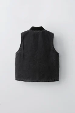 COLETE DENIM ACOLCHOADO-ZARA Online