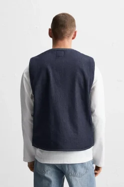 ZARA Blusões|Coletes^COLETE DENIM COM COSTURAS Azul