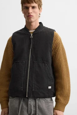 ZARA Blusões|Coletes^COLETE DENIM COMBINADO Preto