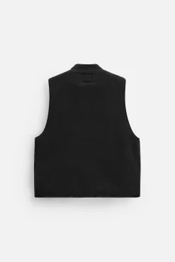 ZARA Blusões|Coletes^COLETE DENIM COMBINADO Preto