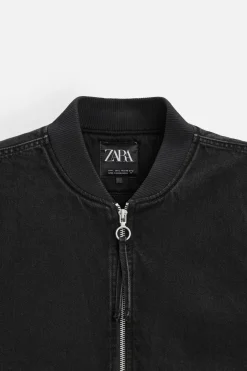 ZARA Blusões|Coletes^COLETE DENIM COMBINADO Preto