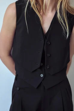 ZARA Blazers / Coletes^COLETE DUPLO COM PRESILHA Preto