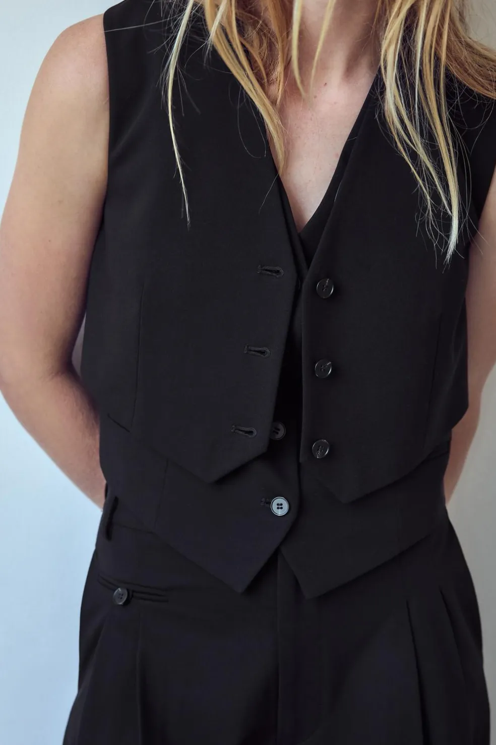 ZARA Blazers / Coletes^COLETE DUPLO COM PRESILHA Preto