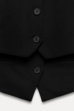 ZARA Blazers / Coletes^COLETE DUPLO COM PRESILHA Preto