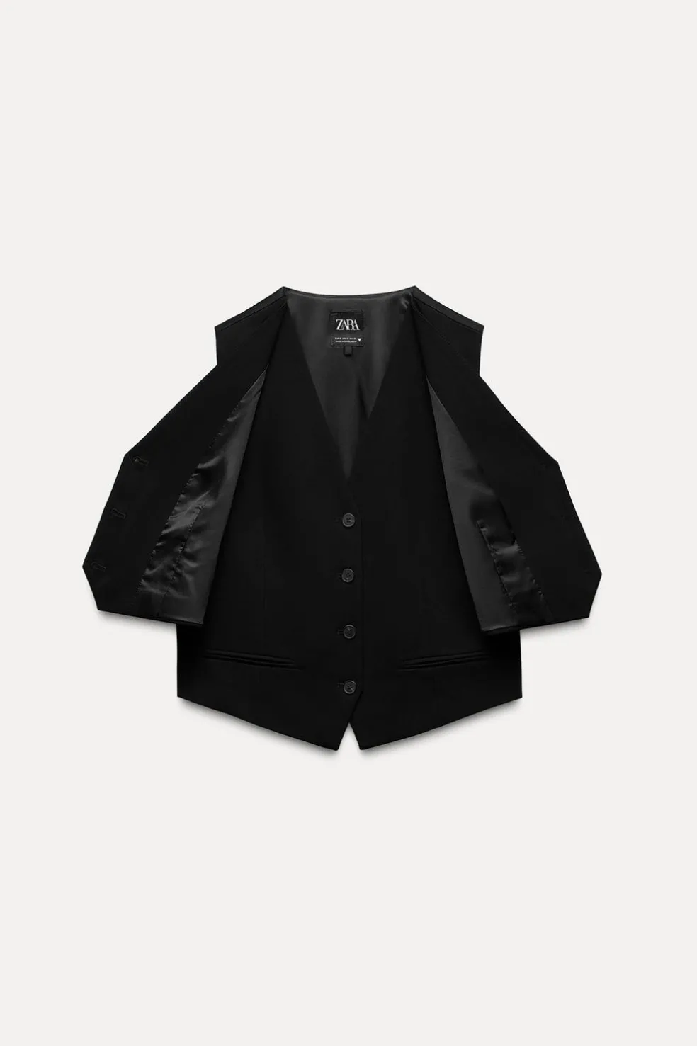 ZARA Blazers / Coletes^COLETE DUPLO COM PRESILHA Preto
