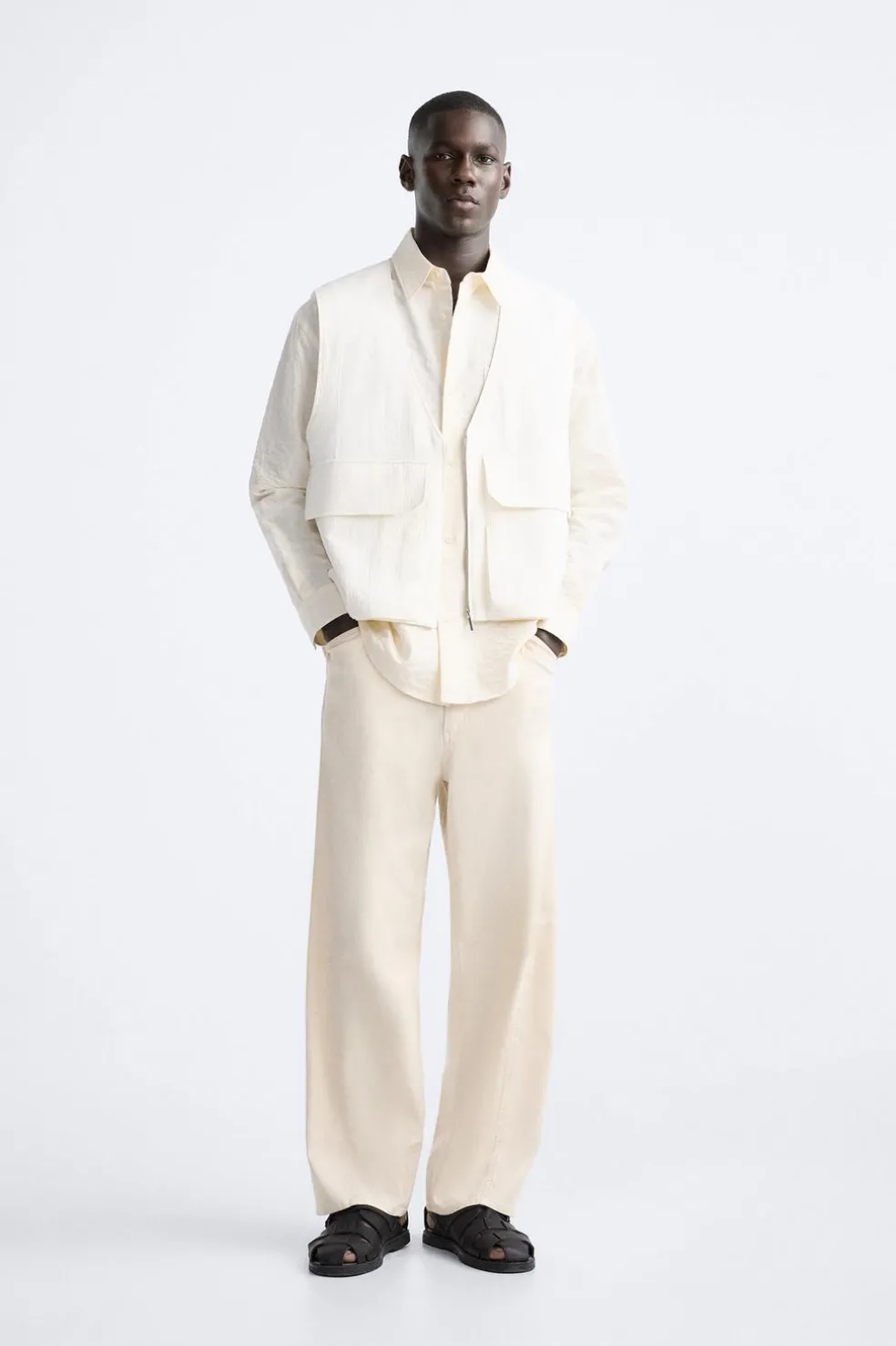 ZARA Coletes^COLETE EFEITO ENRUGADO Branco-marfim