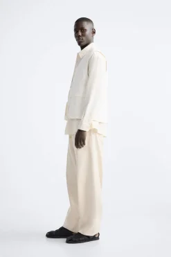 ZARA Coletes^COLETE EFEITO ENRUGADO Branco-marfim
