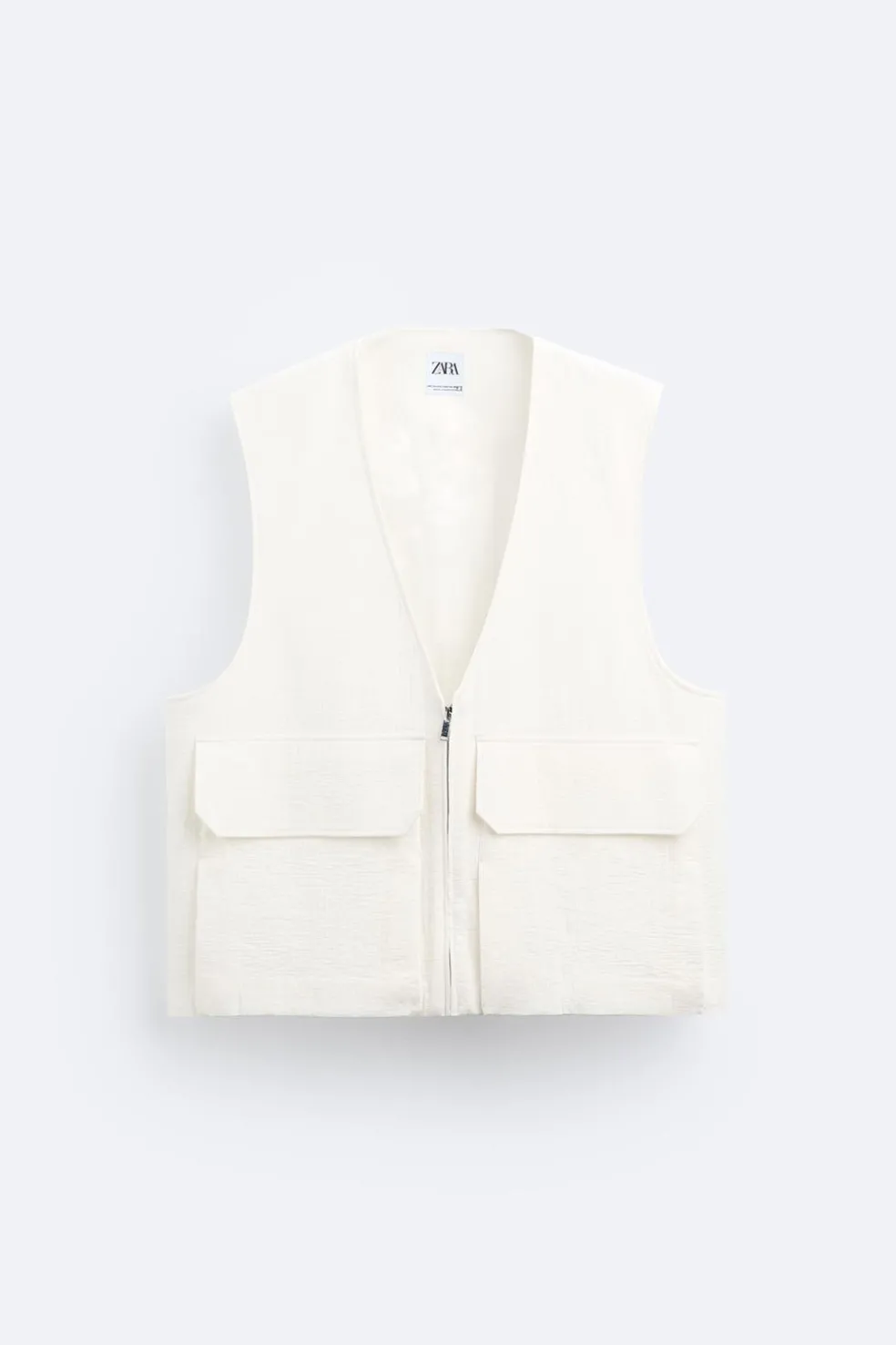 ZARA Coletes^COLETE EFEITO ENRUGADO Branco-marfim
