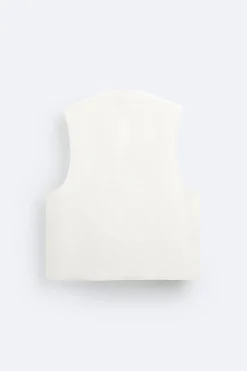 ZARA Coletes^COLETE EFEITO ENRUGADO Branco-marfim